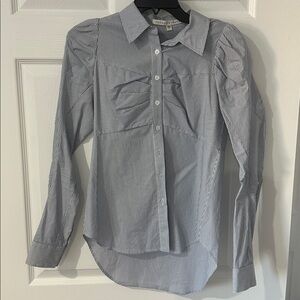 Veronica Beard Blue and White Striped Button Down Shirt